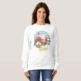 Guitar Playing Santa Claus   Christmas Sweatshirt