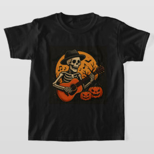Guitar-Playing Skull Halloween T-Shirt