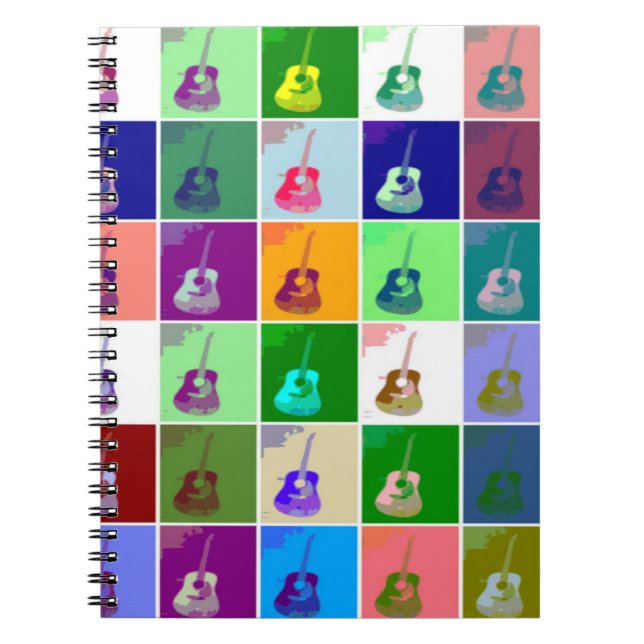 Guitar Pop Art Spiral Photo Notebook (Front)