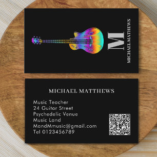 Guitar Professional Music Teacher QR Code Business Card