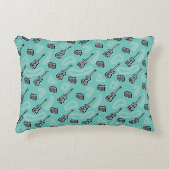 Guitar Radio Pattern Choose Colour Background P Decorative Pillow (Front)