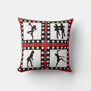 Guitar Record and Music Notes With Light Border Throw Pillow