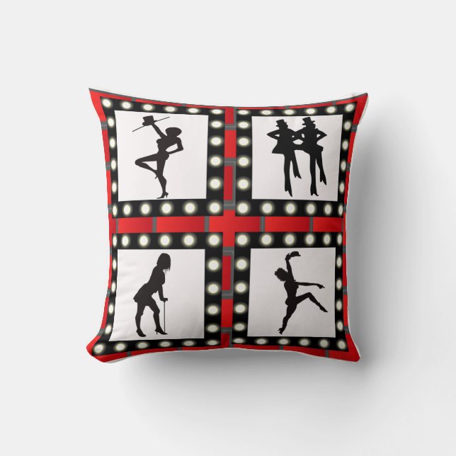 Guitar Record and Music Notes With Light Border Throw Pillow (Front)