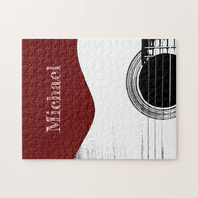 Guitar Red Musical Jigsaw Puzzle (Horizontal)