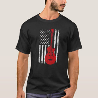 Guitar Red White American Flag Patriotic 4th Of Ju T-Shirt