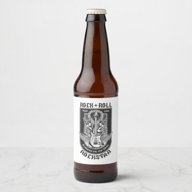 Guitar Rock design Beer Bottle Label (Front)
