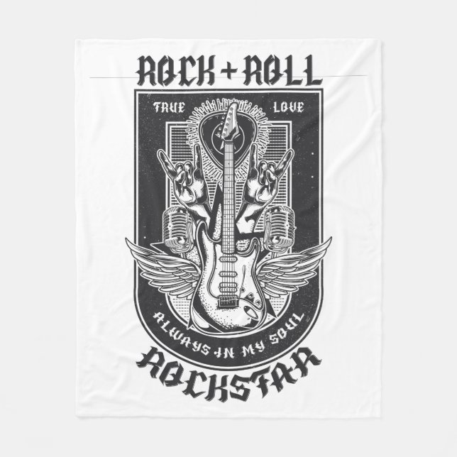 Guitar Rock design Fleece Blanket (Front)