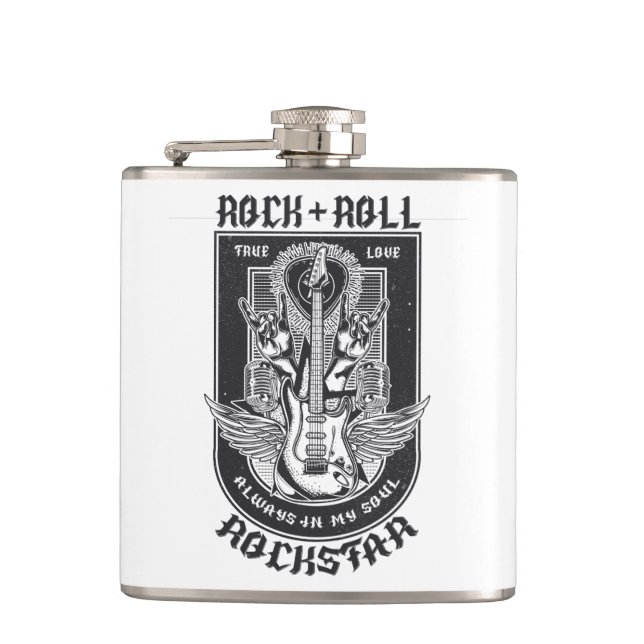 Guitar Rock design Hip Flask (Front)