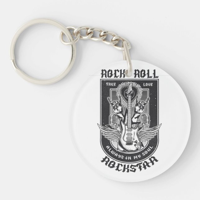 Guitar Rock design Keychain (Front)
