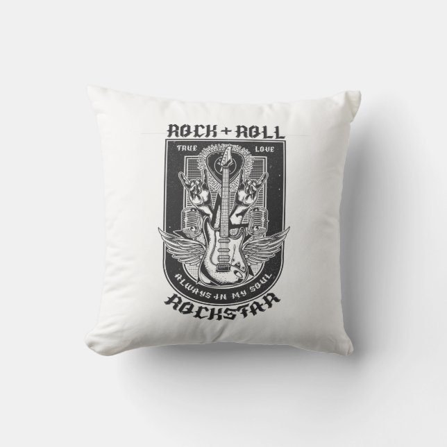 Guitar Rock design Throw Pillow (Front)