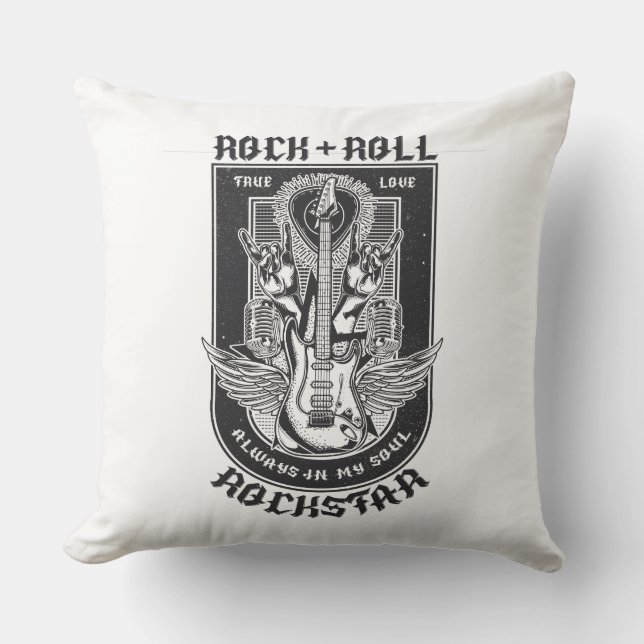 Guitar Rock design Throw Pillow (Front)