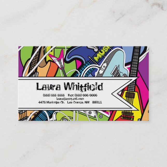 Guitar Rock Music Star Grunge Grafit Business Card (Front)