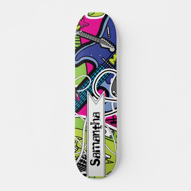 Guitar Rock Music Star Old School Skateboard (Front)