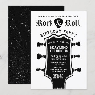 Guitar Rock N Roll Birthday Invitation