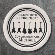 Guitar Rock 'n' Roll Retirement Party Paper Plate