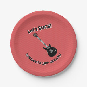 Guitar Rock Star Paper Plate