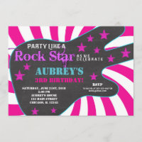Guitar rock star pink black girl birthday