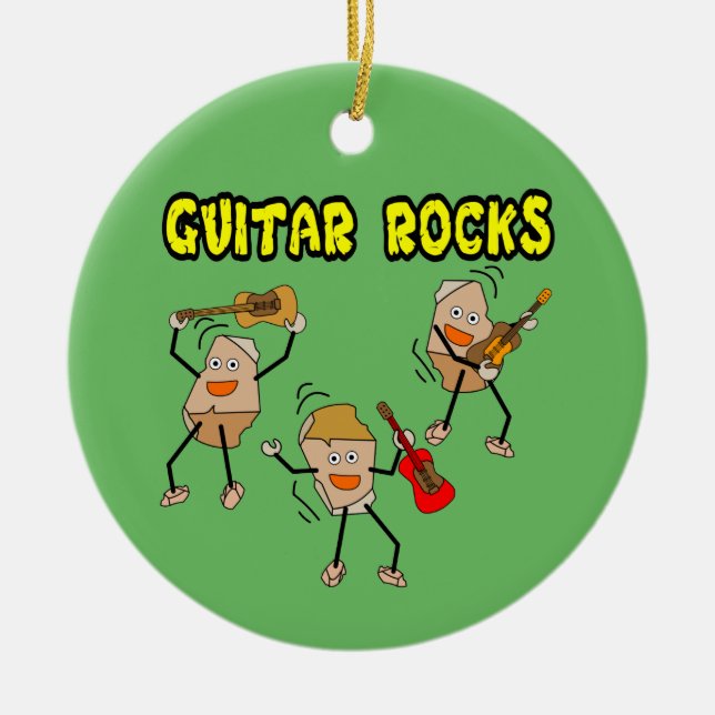 Guitar Rocks Ceramic Ornament (Front)