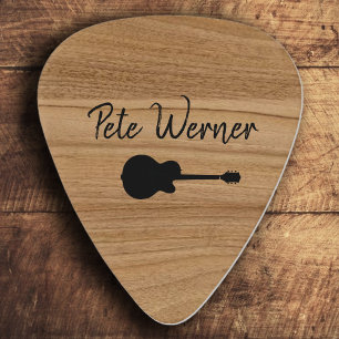 Guitar Rustic Wood Guitarist Script Name Guitar Pick