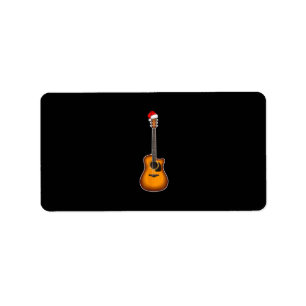 Guitar Santa Hat Christmas Pajama Decorations Label