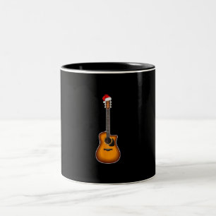Guitar Santa Hat Christmas Pajama Decorations Two-Tone Coffee Mug
