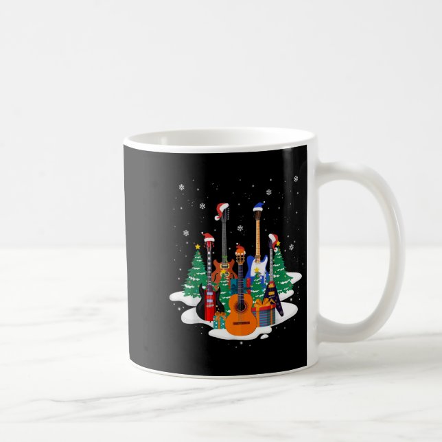 Guitar Santa Hat Christmas Tree Funny Music Loves  Coffee Mug (Right)