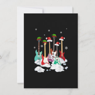 Guitar Santa Hat Christmas Tree Funny Music Loves Invitation