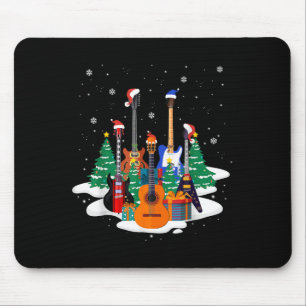 Guitar Santa Hat Christmas Tree Funny Music Loves  Mouse Pad