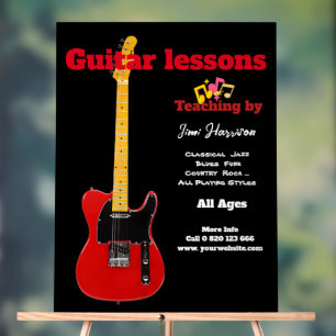 Guitar school Modern Black Customized Acrylic Sign