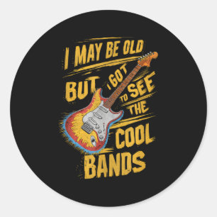Guitar Shirt For Grandpa Funny Dad Guitar Birthday Classic Round Sticker