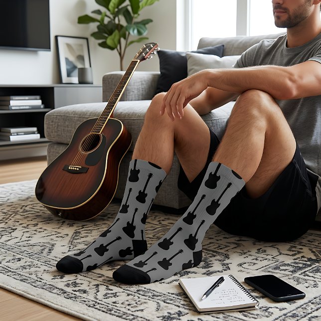 Guitar Silhouette Pattern Socks (Creator Uploaded)