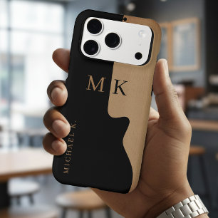 Guitar Silhouette Tan Wood Name Monogram