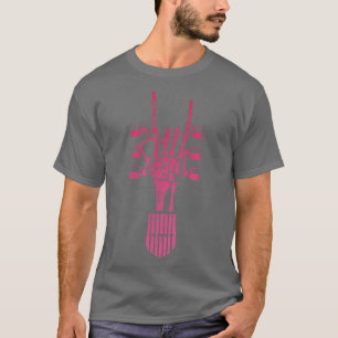 Guitar Skeleton Rock Hand Sign Band Guitarist Dist T-Shirt