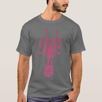 Guitar Skeleton Rock Hand Sign Band Guitarist Dist T-Shirt