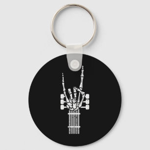 Guitar Skeleton Rock N Roll Rocker Sign Punk Hallo Keychain
