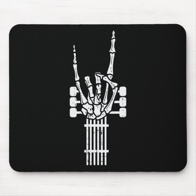 Guitar Skeleton Rock N Roll Rocker Sign Punk Hallo Mouse Pad (Front)