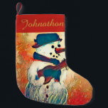 Guitar Snowman Personalized Small Christmas Stocking<br><div class="desc">Guitar Snowman Personalized Small Christmas Stocking created from a painting my son did with his grandmother on Christmas Day! Mix and match your favourite Up On the Mountain Holiday Designs on your favourite products!</div>
