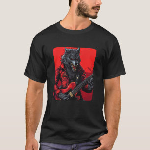Guitar Solo by a Rocking Werewolf Under the Moon T-Shirt