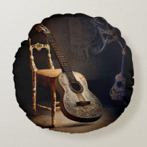 Guitar Spotlight  Round Throw Pillow