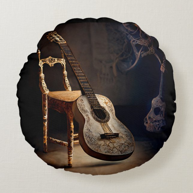 Guitar Spotlight  Round Throw Pillow (Front)
