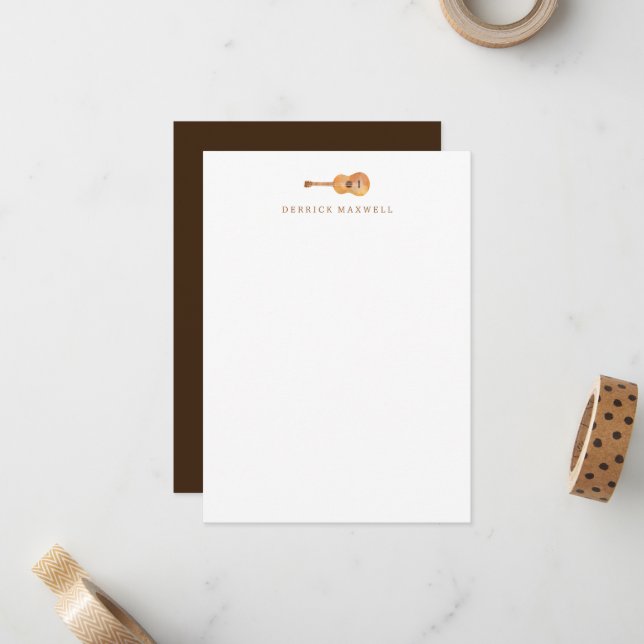 Guitar Stationary - Personalized Guitar Note Cards (Front/Back In Situ)