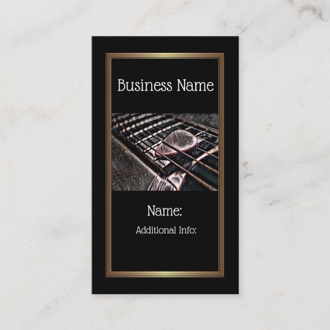 Guitar Strings In Leather Business Card 5 (Front)