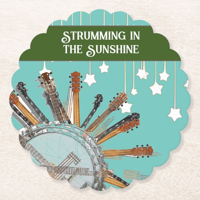 GUITAR STRINGS IN THE SUN PAPER COASTER (Front)