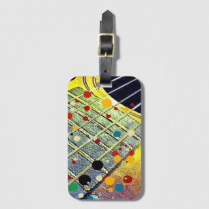 Guitar strings music mustard colourful vintage luggage tag