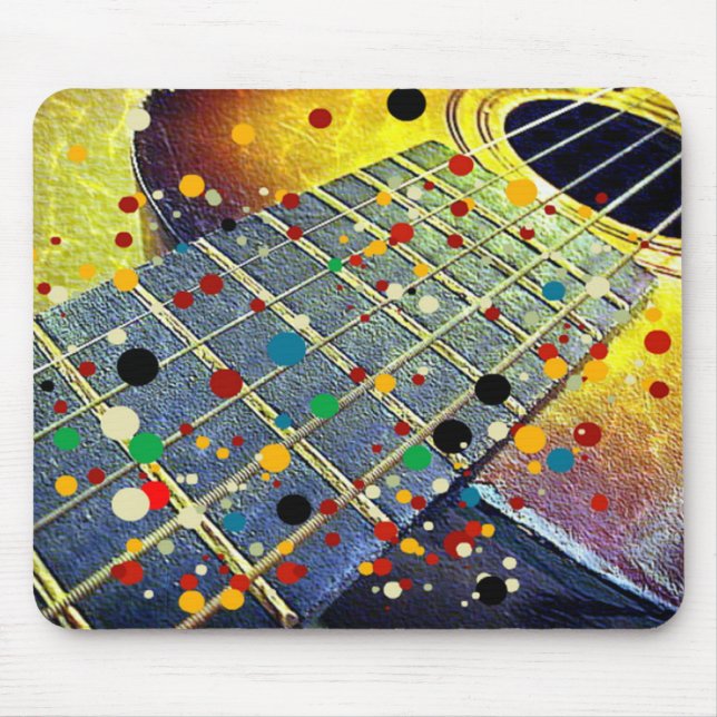 Guitar strings music vintage colourful mouse pad (Front)