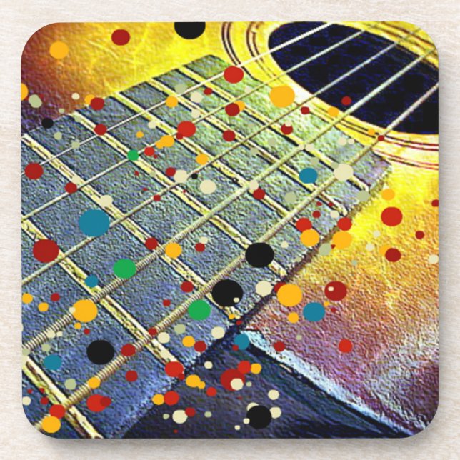 Guitar Strings Musical Watercolor  Coaster (Front)