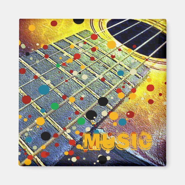 Guitar Strings Musical Watercolor  Magnet (Front)