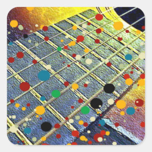 Guitar Strings Musical Watercolor Square Sticker