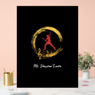 Guitar Studio Modern Black Acrylic Sign 