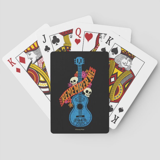Guitar Sugar Skulls Typography Playing Cards (Back)